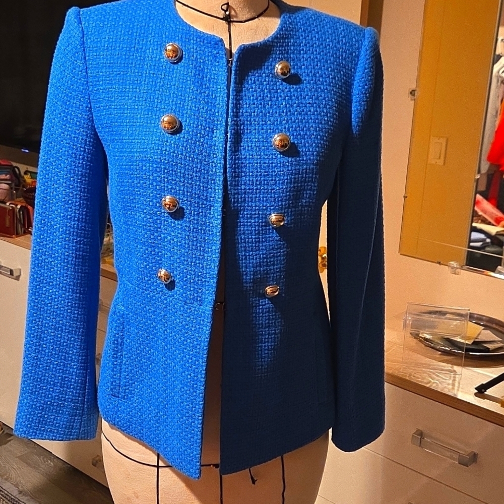 Zara Chic Royal Blue‎ Women's Blazer with Gold Buttons